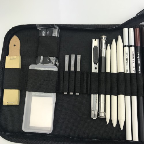New Sketching and Charcoal Pencil Drawing Set in a design bag with custom logo
