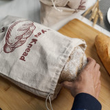 Custom logo printed french eco friendly reusable organic canvas cotton linen bread bag