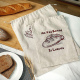 Custom logo printed french eco friendly reusable organic canvas cotton linen bread bag