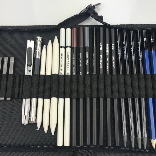 New Sketching and Charcoal Pencil Drawing Set in a design bag with custom logo