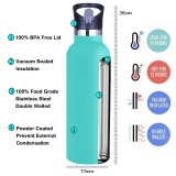 Mix Colors Double Wall Hot Cold Insulated 24oz Stainless Steel Sports Bottle 750ml with BPA Free Leak-proof Lid