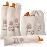 wholesale 100% small large fair trade linen organic custom print muslin cotton canvas drawstring white high quality bread bag