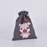Custom logo small eco friendly cotton drawstring gift bag