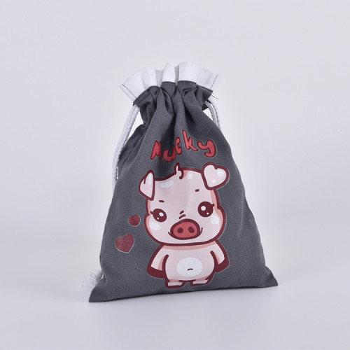Custom logo small eco friendly cotton drawstring gift bag