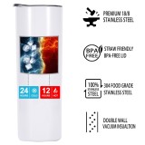 20oz Skinny Stainless Steel Mug White Sublimation Cup Wholesale Tumbler with Lid