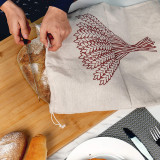 Custom logo printed french eco friendly reusable organic canvas cotton linen bread bag