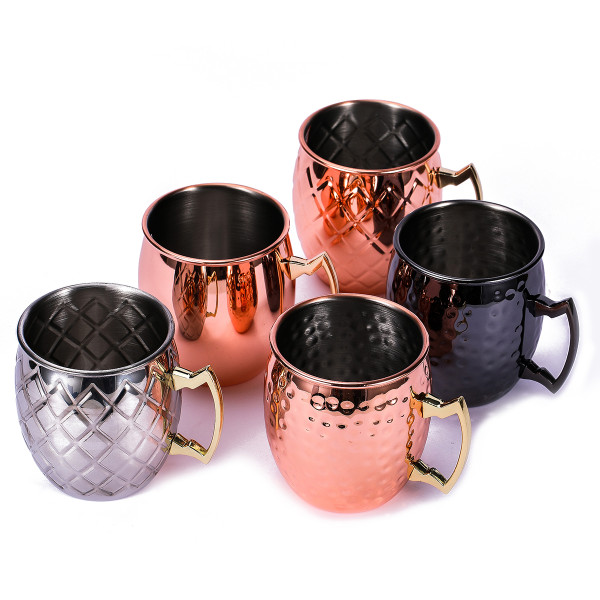 High Quality Copper Moscow Mule Mugs Stainless Steel Cocktail Mug Beer Drinking Cups 550ml