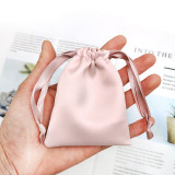 Custom logo small black rose gold gift draw string bag pink white large silk satin drawstring pouch bag