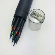 New Style promotional  kid drawing use 12 pcs  colored wood pencil with sharpener per set customized logo