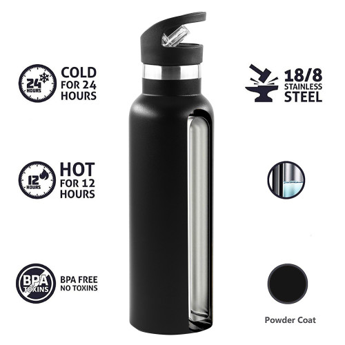 Eco-friendly products standard mouth double walled stainless steel water bottle with straw lid