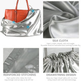 custom logo large blank silver silk satin drawstring dustbags for handbags