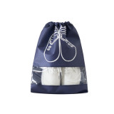 Fashional reusable non woven drawstring shoe bag with PVC window