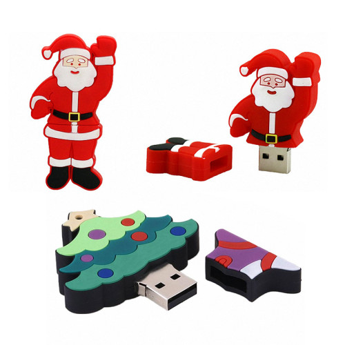Christmas Gifts Customized Cartoon PVC USB Flash Drive Usb 2.0 3.0 Memory Stick Pen Drive 8gb 16gb 32gb 64gb U Disk