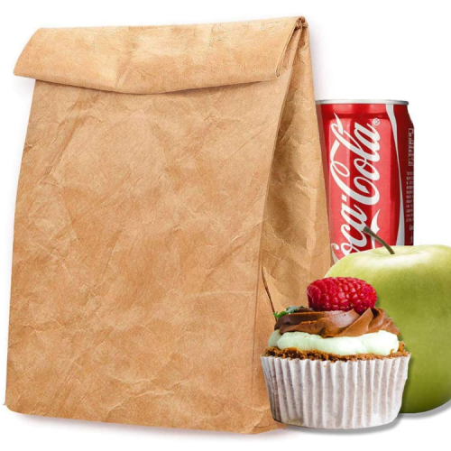 Custom foldable Eco reusable waterproof insulated cooler freezable brown paper tyvek lunch bag for women man