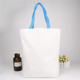 Custom Sublimation Printed Logo Large White Blank Cotton Canvas Grocery Tote Shopping Bag