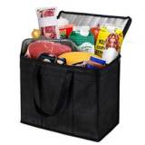 Customized logo printed reusable non woven lunch bag, folding tote food delivery ice insulated cooler bag