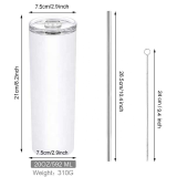 600ml sublimation blanks tumbler double wall 18/8 stainless steel sublimation tumbler with straw