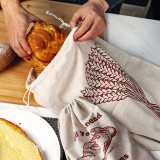 Custom logo printed french eco friendly reusable organic canvas cotton linen bread bag