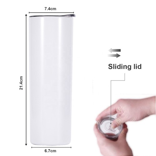 20oz Skinny Stainless Steel Mug White Sublimation Cup Wholesale Tumbler with Lid