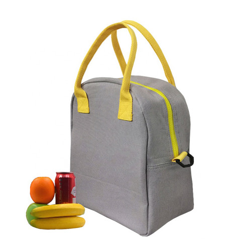 Wholesale Canvas Handles Cotton Zipper Lunch Boxes Tote Insulated Cooler Bag From China