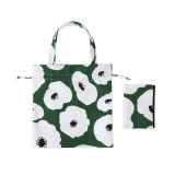 Texupday Custom Logo Printed Colorful Folding Durable Cotton Canvas Tote Shopping Bag With Small Pouch Pocket