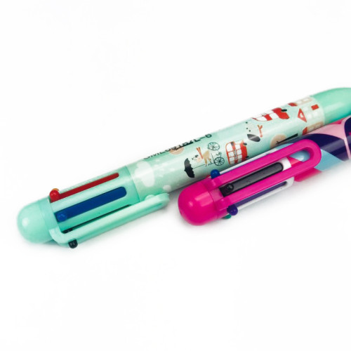 Multiple 6 In 1 Colors Ball Pen With Customized Logo Novelty Plastic Ballpoint Pen Gift Pen