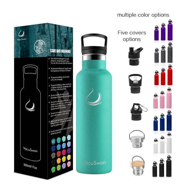 750 ml Unique Vacuum Insulated Stainless Steel Double Wall Water Flask with Leak-proof Lid Wide Mouth Water Bottle 24oz