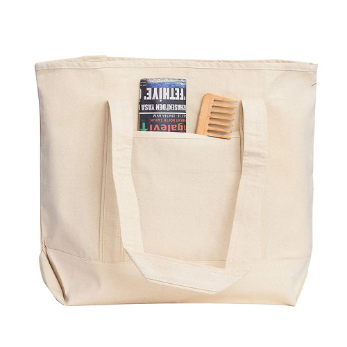 Custom Sublimation Printed Logo Large White Blank Cotton Canvas Grocery Tote Shopping Bag