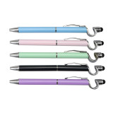 2-in-1 universal touch screen multicolor metal stylus touch pen cheap logo pen touch mobile phone holder