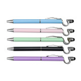 2-in-1 universal touch screen multicolor metal stylus touch pen cheap logo pen touch mobile phone holder