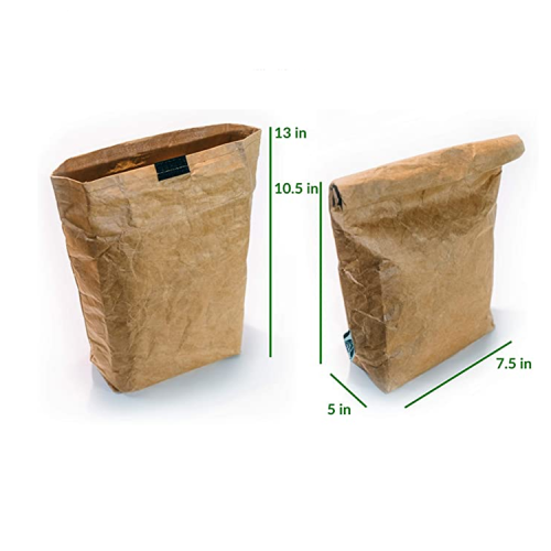 Waterproof Kraft Paper Food Carrier Bag Insulated Brown Tyvek Paper Lunch Bag with Roll Cover for women man