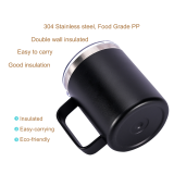 10oz 12oz 24oz Stainless Steel Coffee Mug Double Walled Vacuum Insulated Camping Travel Cup with Handle and Lid