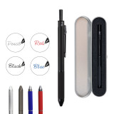 New design 4 in 1 multi-color ballpoint mental pen for school & office, black blue red ink & pencil