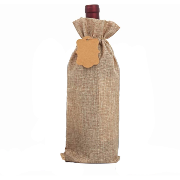 Natural Burlap/Jute Wine Bottle Gift Bag with Handle