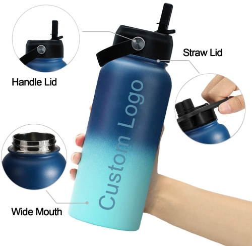 Customized Double Walled Vacuum 18/8 Stainless Steel Insulated Sports Water Bottle with flex lid