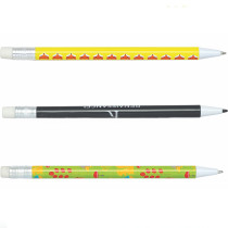 Free sample film transfer printing mechanical pencil plastic pencil with eraser