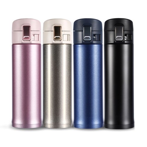 Stainless Steel Pop-up Lid Coffee Travel Cup  Double Wall Insulated Vacuum Flask Mug Beverage Tumbler
