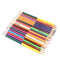 Promotional cheap wood  color pencil two heads use  customized logo