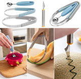 Multifunctional  4 in 1 Fruit Melon Scoops Set Stainless Steel Fruit Carving Knife Peeler Watermelon Slicer