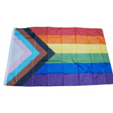 Flying 3x5 Polyester multi Big Rainbow Lesbian LGBT Gay Pride Flag Wholesale