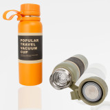 650ml portable reusable vacuum double wall stainless steel flask handgrip thermos flask with lid