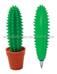 wholesale desk soft rubber cactus pen with pot highlighter pen