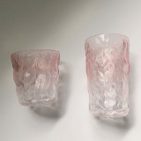 Wholesale creative European style color bark pattern wine glass tumbler frosted whiskey glass cup glacier rock glass