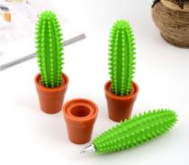 wholesale desk soft rubber cactus pen with pot highlighter pen