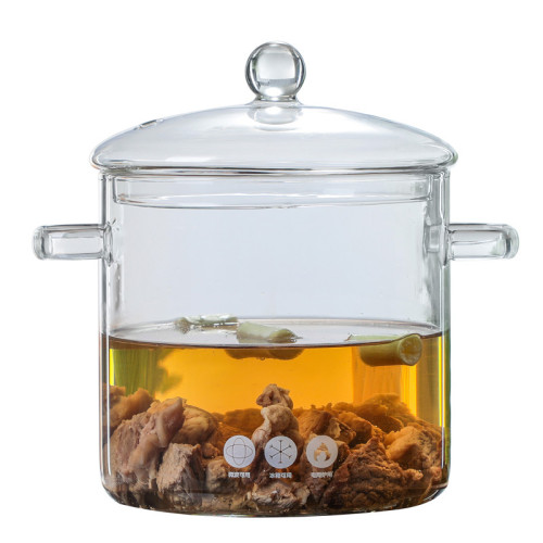 Transparent Clear Double-ear Cooking Pot Borosilicate Pyrex Glass Cooking Pot