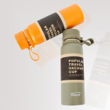 650ml portable reusable vacuum double wall stainless steel flask handgrip thermos flask with lid