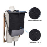 High Quality Roll Top Backpack Canvas Fit 16.5  Laptop Large Unisex Travel Canvas Daypack with USB Charger Port