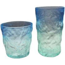 Wholesale creative European style color bark pattern wine glass tumbler frosted whiskey glass cup glacier rock glass