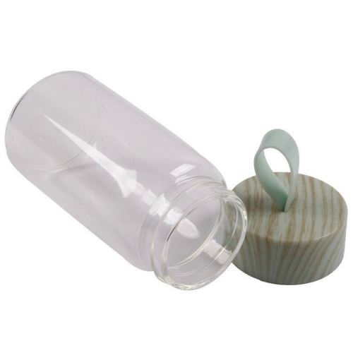 Hot sale travel empty 320ml portable outdoor clear glass tea water bottle with lid