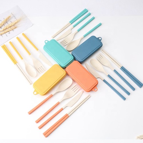 Creative ecofriendly wheat straw cutlery portable travel cutlery set